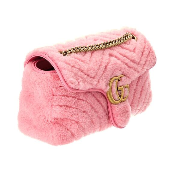 Gucci Gg Marmont Small Shearling Shoulder Bag, Pink - Picture 3 of 4